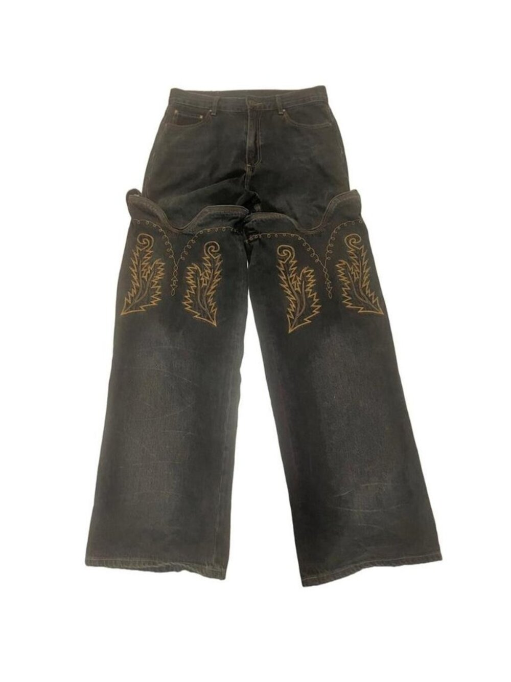 Y/Project Convertible Embroidered Maxi Cowboy Cuff Jeans